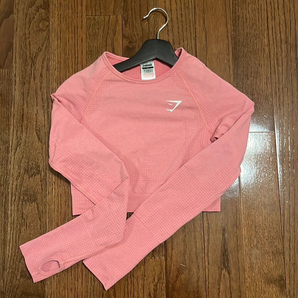 Pink Gymshark vital seamless long sleeve crop top